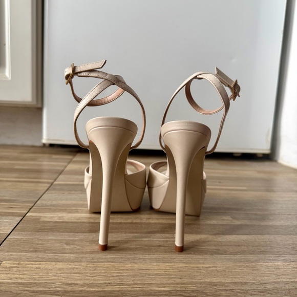 Steve Madden MAIDEN bone leather platform dress heel sandals, women’s size 6 - Picture 4 of 8